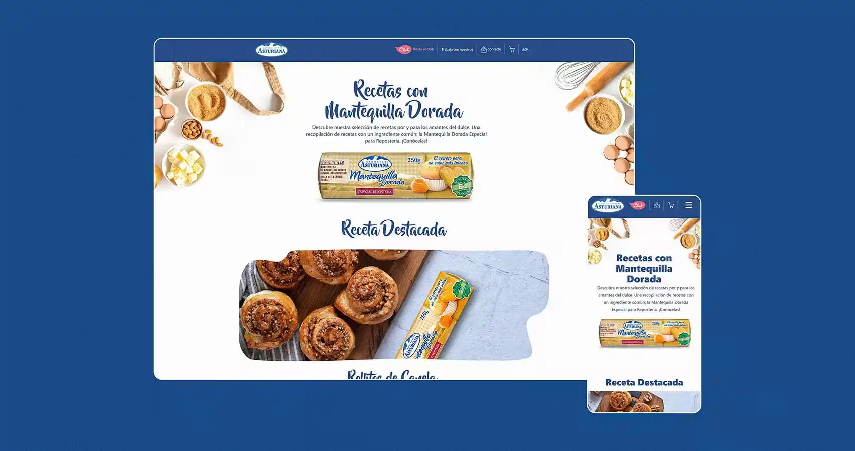 Representación de mockup de la web en ordenador y movil de Central Lechera Asturiana
