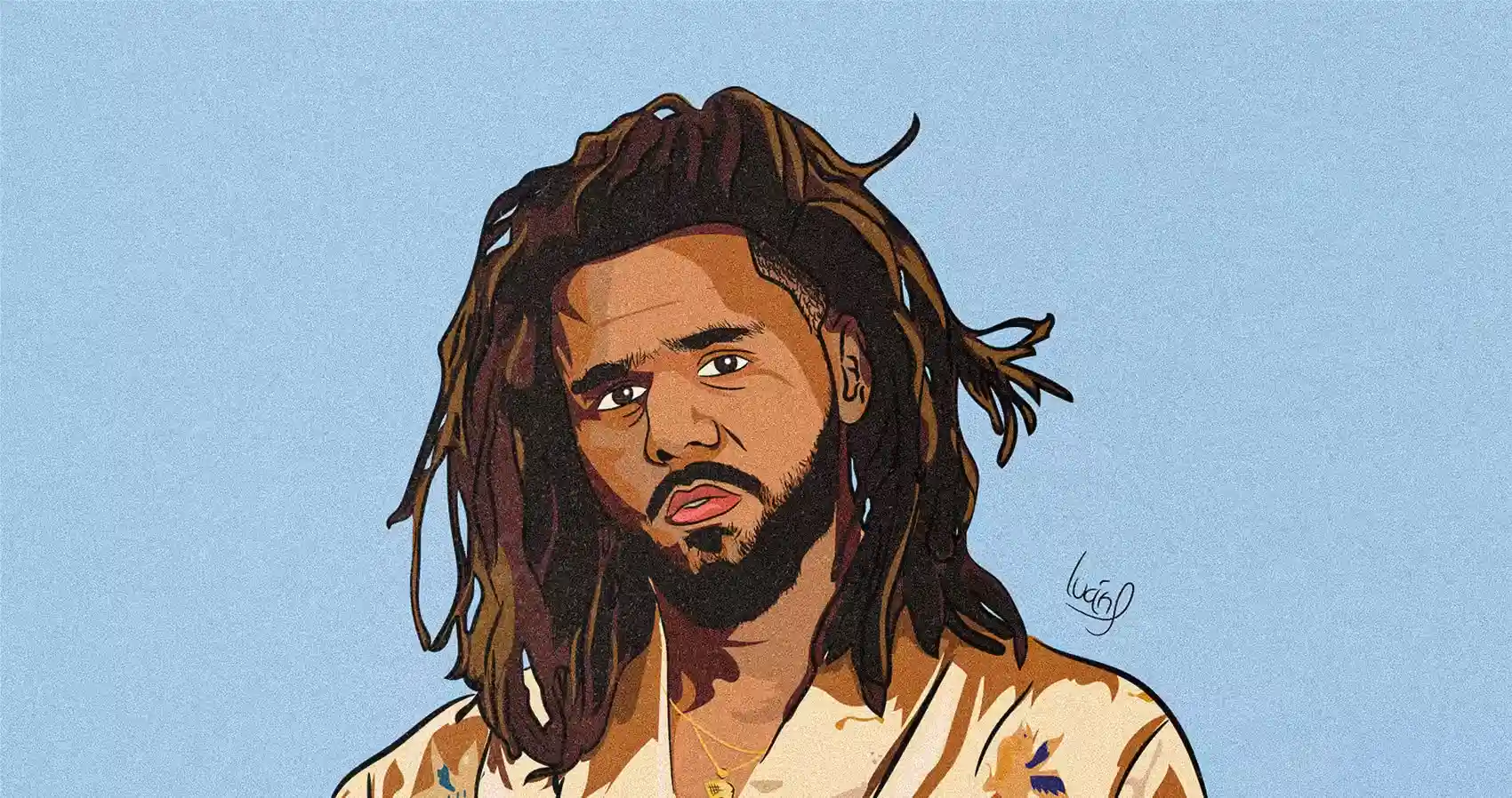 Retrato del rapero J Cole, por Iván Franco Ramos