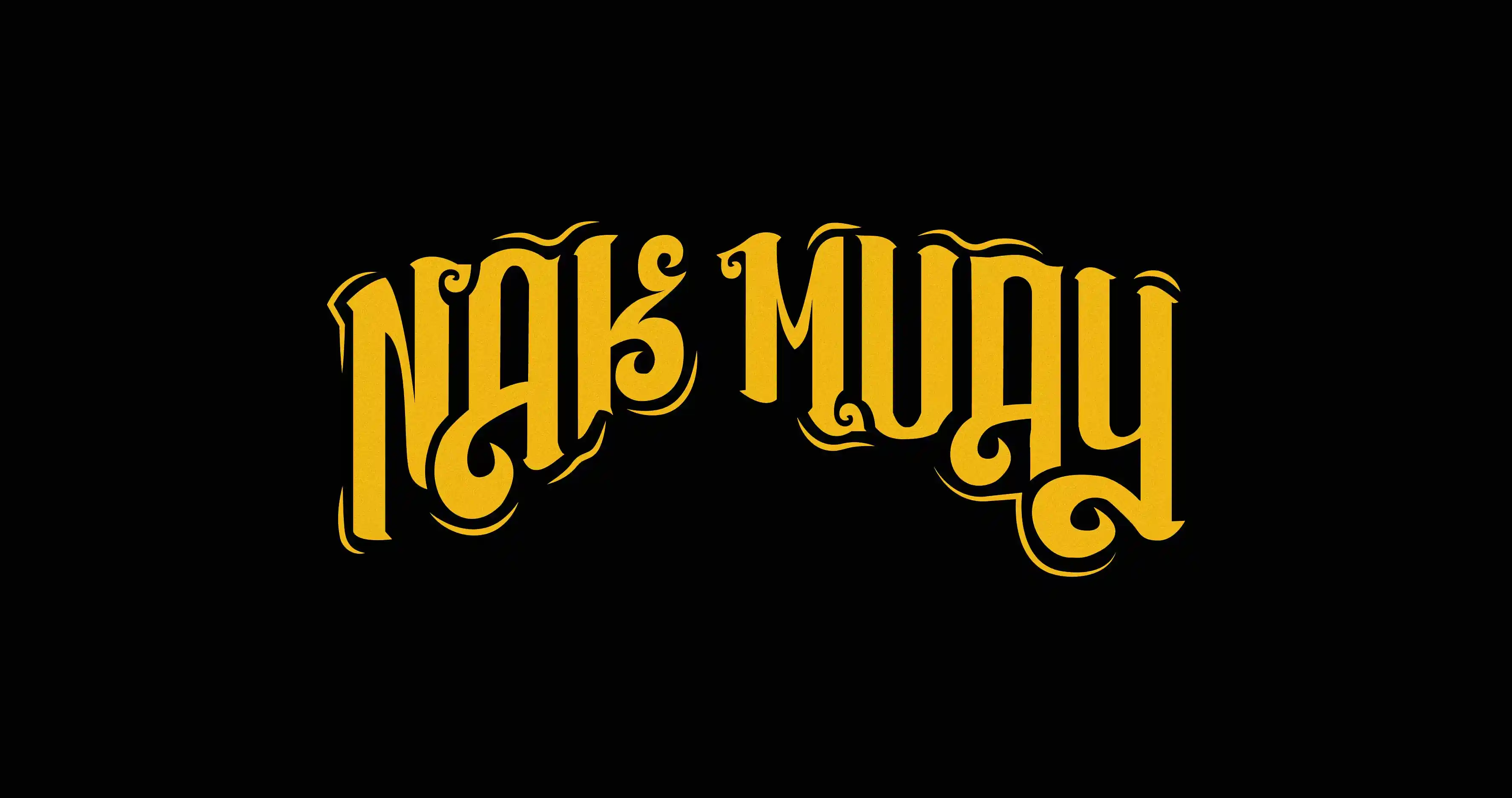 Logotipo de Nak Muay, amarillo sobre fondo negro