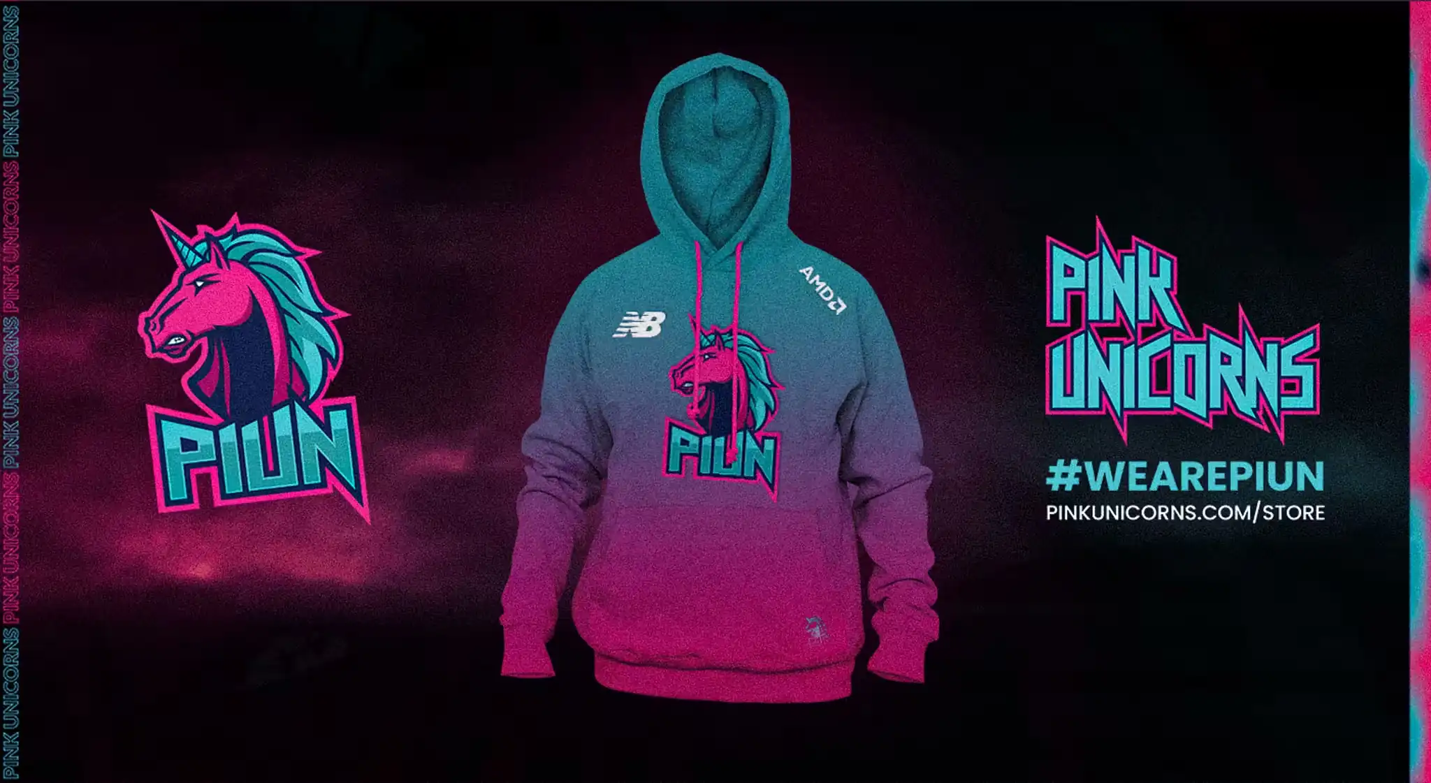 Imagen de banner, presentación de la sudadera con el diseño de Pink Unicorns