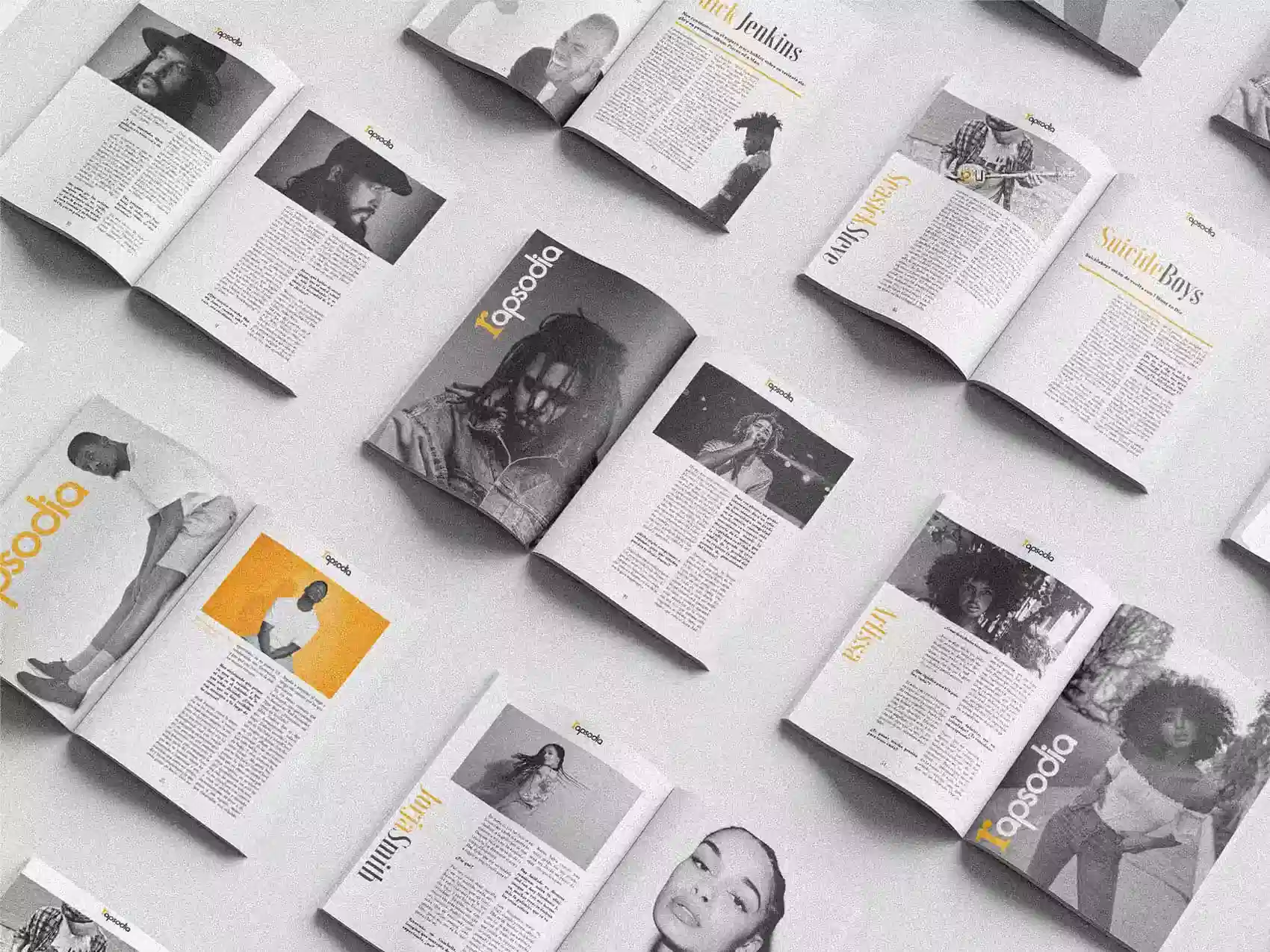Muestra general de la maquetación y el estilo de la revista Rapsodia