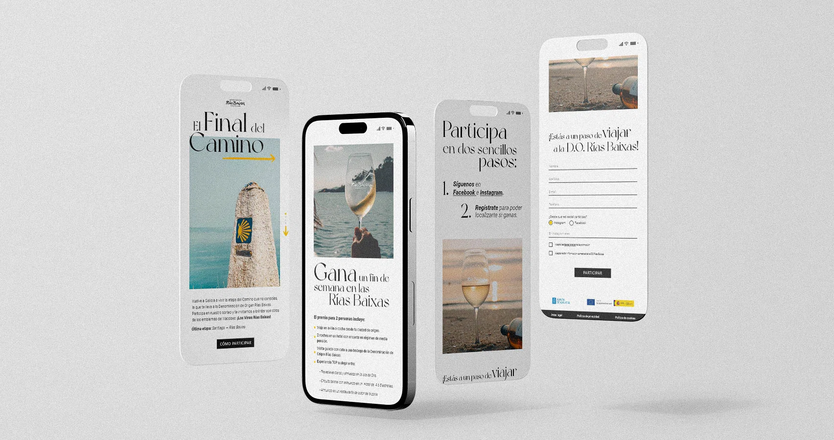 Mockup en un dispositivo movil de la aplicación de la identidad corporativa El Final del Camino