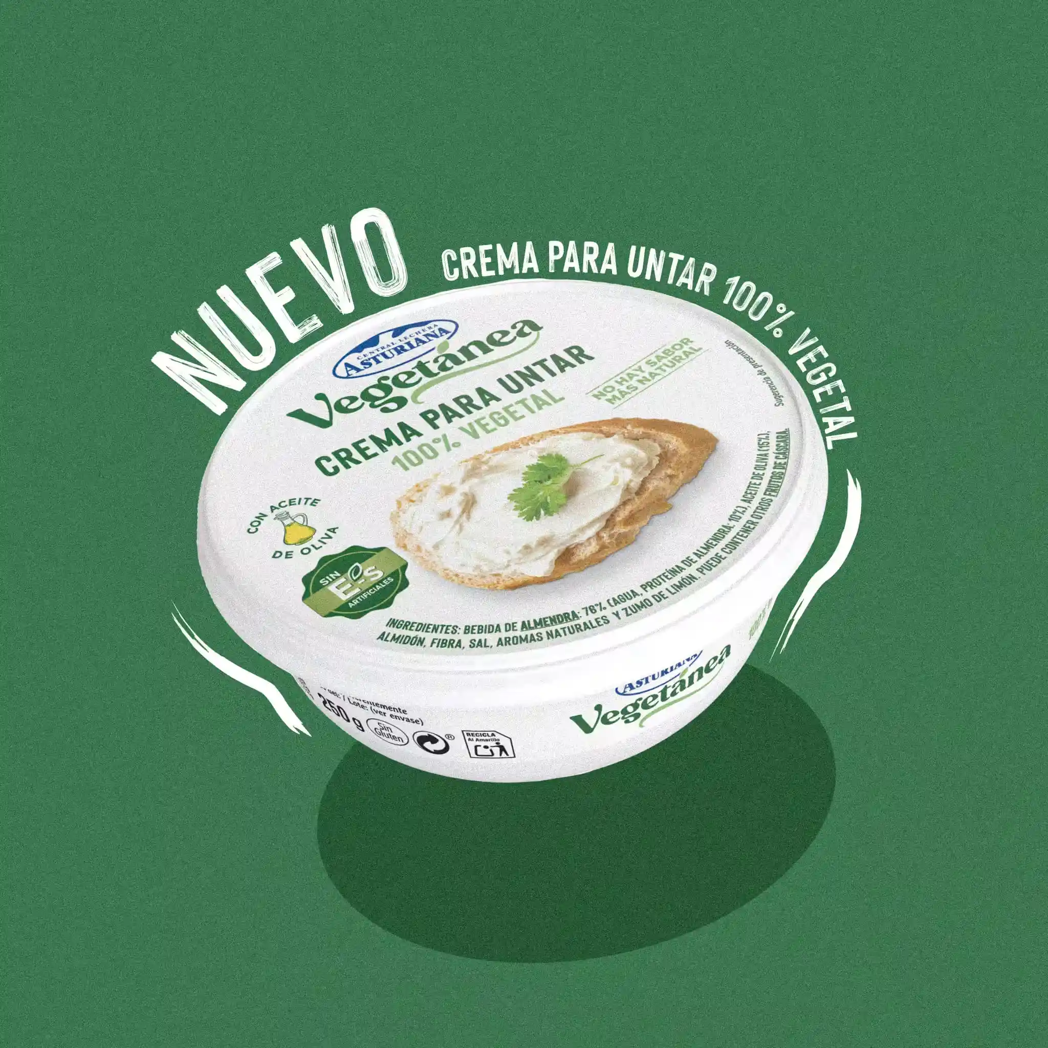 Tarrina de queso crema para untar de la linea Vegetánea